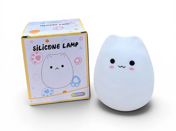 Kot świecący LED - lampka dekoracyjna, biała, 15 cm