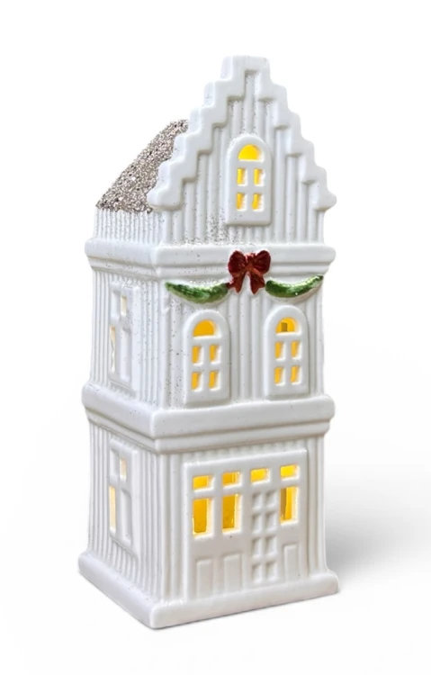 Domek ceramiczny zdobiony 20cm podświetlany