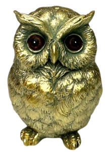 Sowa ceramiczna złota 8cm