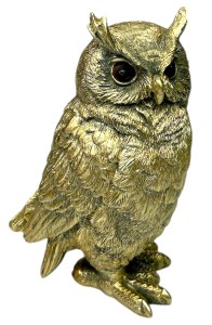 Sowa ceramiczna złota 15cm