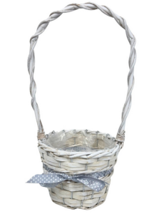 Koszyk wiklinowy z kokardką do kwiatów kompozycji prezentów biały 40cm