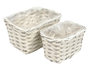 Komplet osłonek wiklinowych do kwiatów kompozycji z folią biała 20cm