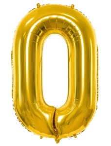 Balon foliowy cyfra "0" złoty 86cm
