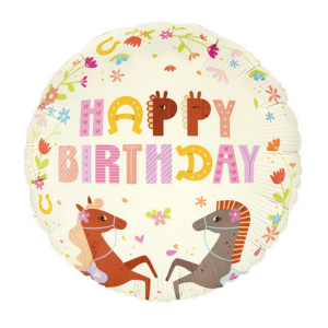 Balon foliowy Happy Birthday Koniki 45 cm