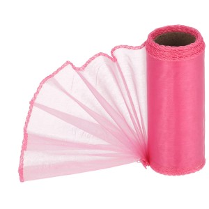 Organza obszywana Ciemny Róż 12cmx8m 