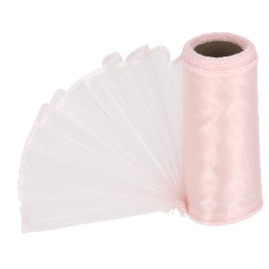 Organza obszywana Jasny Róż 12cmx8m