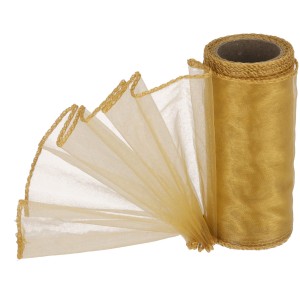 Organza obszywana Złoto 12cmx8m