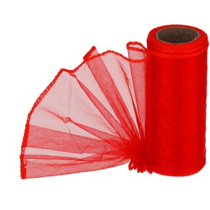 Organza obszywana Czerwony 12cmx8m