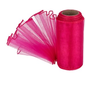 Organza obszywana Fuksja 12cmx8m