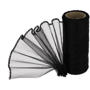 Organza obszywana Czarny 12cmx8m