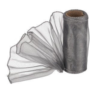 Organza obszywana Srebro Multi 12cmx8m