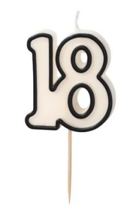 Świeczka urodzinowa liczba "18"5,5cm biało-czarny