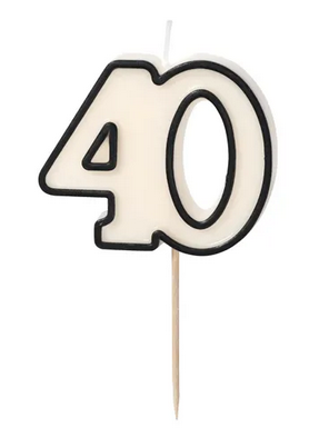 Świeczka urodzinowa liczba "40" 5,5cm biało-czarny