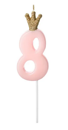 Świeczka urodzinowa Cyferka 8 w kolorze jasnoróżowym 9,5cm
