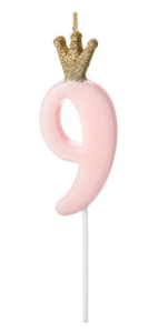 Świeczka urodzinowa Cyferka 9 w kolorze jasnoróżowym 9,5cm