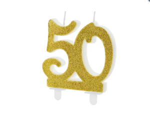 Świeczka urodzinowa liczba 50 złoty 7,5cm