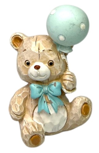 Miś ceramiczny z niebieskim balonem 6cm