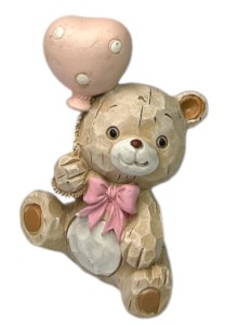 Miś ceramiczny z różowym balonem 6cm