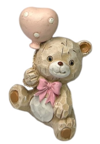 Miś ceramiczny z różowym balonem 6cm