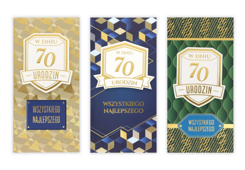 Kartka okolicznościowa DL Kartka na 70 Urodziny - MIX