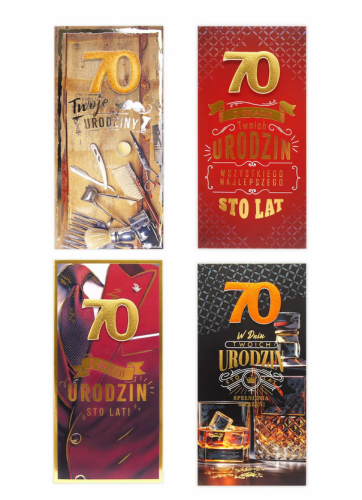 Kartka okolicznościowa DL Kartka na 70 Urodziny - MIX