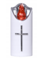 ŚWIECA LED RICO 12,5 CM Z BATERIAMI (2xR6) WHITE+SILVER RED 123LUX- BATWS RED
