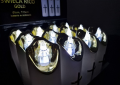 ŚWIECA LED RICO 15 CM (2xR6) WHITE+GOLD COOL WHITE 223LUX-BATWG CW.1