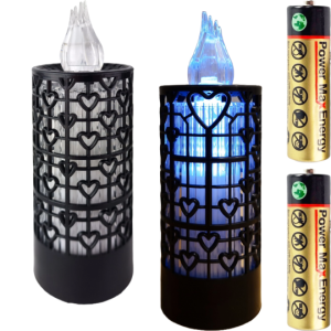 Świeca ażurowa LED 15cm czarny + biały