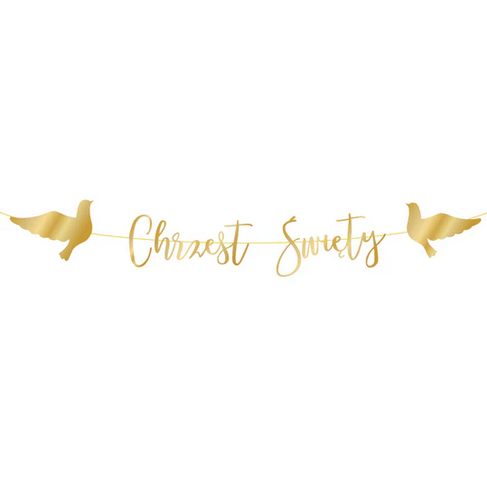 Baner Chrzest Święty złoty 150cm
