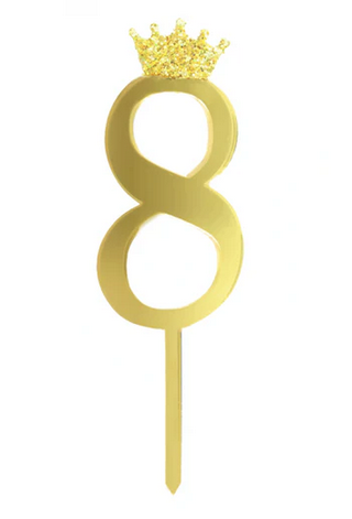 Topper na tort cyfra 8 złoty 11cm