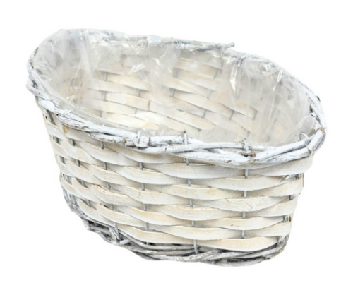 Osłonka wiklinowa łódka do kwiatów kompozycji dekoracji biała 35cm