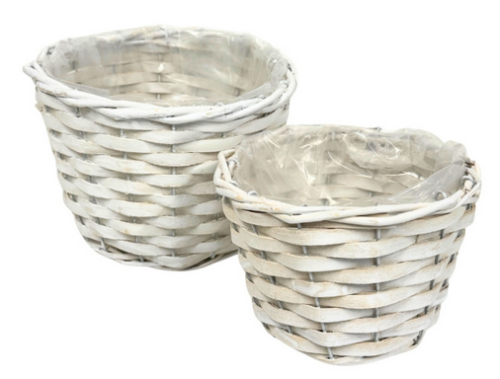 Komplet osłonek wiklinowych do kwiatów kompozycji z folią biała 19cm