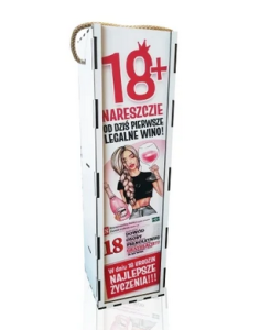 Skrzynka drewniana na wino 18-stka Dowód Dziewczyna 33,5x9,5