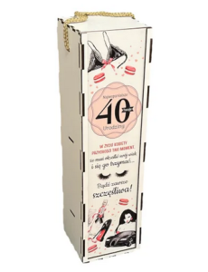 Skrzynka drewniana na wino 40 urodziny Gadzet K 33,5x9,5cm