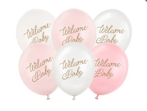 Balony 30 cm Welcome Baby mix różowy 6szt/opak