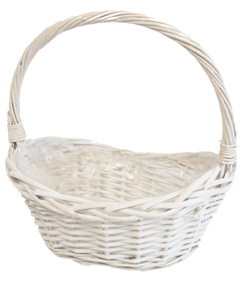 Kosz Kwiatowy Prezentowy do Dekoracji z Folią w środku Biały 32cm