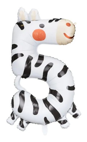 Balon foliowy cyfra "5" zebra 68x90cm