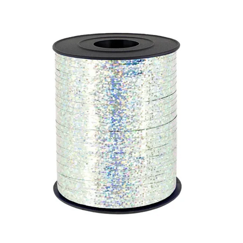 Wstążka plastikowa holograficzna srebrna 225m