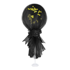 Balon konfetti w tiulu czarny 12cali 68cm