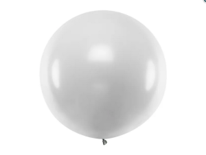 Balon okrągły 1 m Metallic Silver Snow