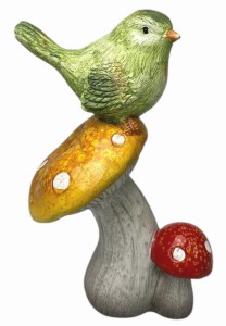 Figurka ceramiczna grzybek z ptaszkiem H19cm