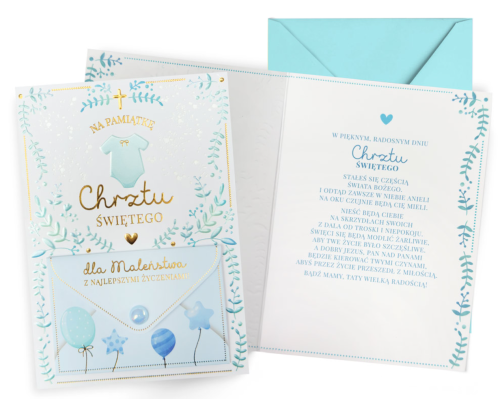 Karnet DK-1292 Chrzest (chłopiec, koperta)