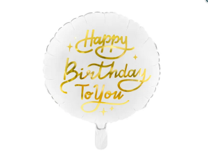 Balon foliowy Happy Birthday To You 35cm biały