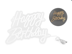Neon LED - Happy Birthday biały 40x29,5cm
