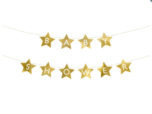 Baner Baby shower 290x16,5 cm złoty