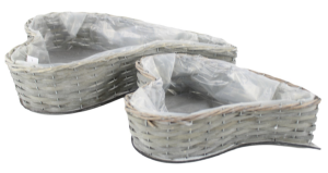 Osłonka wiklinowa serce szary kpl. 2szt