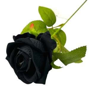 Gałązka róża welur 51cm BLACK