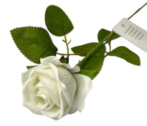 Gałązka róża welur 51cm WHITE