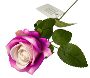 Gałązka róża welur 51cm PINK/WHITE