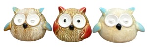 Skarbonka sowa ceramiczna 8x9cm 3 wzory